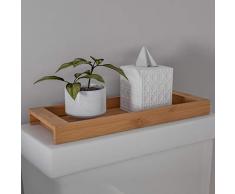 Lavish Home Bambus-Badezimmer-Tablett, natürliches Holz, umweltfreundlicher Halter für Handtücher, Toilettenartikel, Kosmetik, Dekor und mehr, modernes Badezimmer-Zubehör