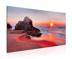 Bilder Sonnenaufgang Strand Wandbild Vlies - Leinwand Bild XXL Format Wandbilder Wohnzimmer Wohnung Deko Kunstdrucke Rot 1 Teilig - MADE IN GERMANY - Fertig zum Aufhängen 609512b