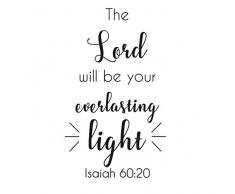 YOYOYU ART HOME DECOR Wandtattoo aus Vinyl Bibelvers Joshua Psalm mit inspirierenden Zitaten und Spruch AY1776 The Lord Will be Your Everlasting Light