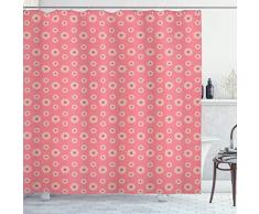 Duschvorhang mit Blumenmuster von ambesonne, Blumen mit kleinen Herzen in der Mitte Romantische in Love Thema, Stoff lila Badezimmer Decor Set mit Haken, Rosa Light Gelb, Textil, Mehrfarbig 2, 69W x 70L