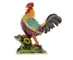 Kubla Crafts Schmuckkästchen, emailliert, Hahn, mit österreichischen Kristallen, 8,9 cm hoch