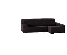 Eysa Teide elastisch Sofa überwurf Chaise Longue rechts, frontalsicht, 240 cm, Polyester-Baumwolle, Braun, 43 x 37 x 14 cm