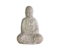Urban Trends Keramik-Figur meditierender Buddha ohne Ushnisha in Mida-No Jouin Mudra mit glänzendem Finish, Grau