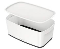 Leitz MyBox Aufbewahrungsbox mit Deckel, 5 Liter, Wasserabweisend, perlweiß /schwarz, WOW, 52291095