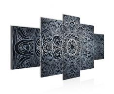 Bilder Mandala Abstrakt Wandbild 200 x 100 cm Vlies - Leinwand Bild XXL Format Wandbilder Wohnzimmer Wohnung Deko Kunstdrucke Schwarz Weiß 5 Teilig - MADE IN GERMANY - Fertig zum Aufhängen 109451c