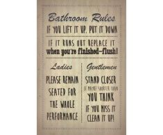 Schatzmix Bathroom Rules, Badezimmer Ordnung, kloordnung, blechschild