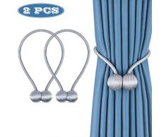 chenyun Magnetische Raffhalter für Vorhänge mit einzigartigen Holzkugeln blaugrün