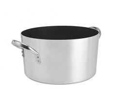 Pentole Agnelli Platinum Kasserolle Hoch aus Aluminium, mit 2 Griffen aus Edelstahl,Silber, 32 Liter