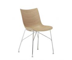Kartell P/Wood Stuhl helles Buchenholz chrom