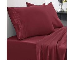 Sweet Home Collection 1800 Fadenzahl Bettwäsche Set - weiche ägyptische Qualität gebürstete Mikrofaser hypoallergen Bettwäsche Set mit Bettlaken, 2 Kissenbezügen Bettlaken-Set Twin XL burgunderfarben