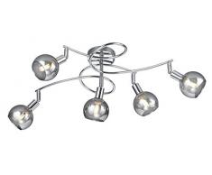 Reality Leuchten Deckenleuchte Brest R60595006, Metall Chrom, Glas smoke, exkl. 5x E14