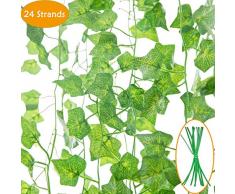 Naidiler künstliche Efeugirlande, künstliche Efeu-Girlande, grüne Deko, künstliche grüne Hängepflanze für Wand Party Hochzeit Zimmer Zuhause Küche Innen & Außen Dekoration 24 Pcs