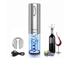 Zupora Elektrischer Weinöffner, wiederaufladbar, schnurlos, automatischer Korkenzieher, Weinflaschenöffner mit Folienschneider (Edelstahl), raffiniertes Silber Modern Silber