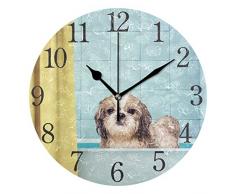 Wanduhr arabische Ziffern Design Niedlich Nass Shitzu Hund Runde Wanduhr für Wohnzimmer Badezimmer Zuhause Deko