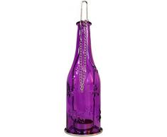 Unbekannt AW Teelichthalter, Glas/Metall, Violett, 8 x 8 x 17,5 cm