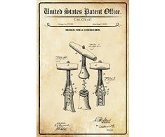 United States Patent Office - Design for a Corkscrew - Entwurf für eine Korkenzieher - Strait, 1883 - Design No 279.203 - Blechschild