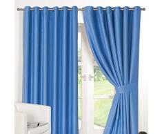 Dreamscene Blackout Luxus Vorhang mit Ösen, Duck Egg Blau, 168 x 137 cm