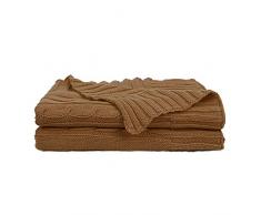 uxcell 76,2 x 101,6 cm kleinere Strickdecke, 100% Baumwolle, Zopfmuster, Sofa-Überwurf, extra weich und atmungsaktiv, gestrickte Decken für Heimdekoration coffee