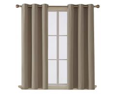 Deconovo Verdunkelungsvorhang mit Ösen, isoliert, für Fenster, Polyester-Mischgewebe, Taupe, 42x54 Inch