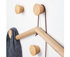 Kleiderhaken aus natürlichem Holz, zur Wandmontage, einzeln, kegelförmig, dekorativ, 2 Stück buchenholz