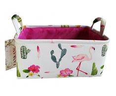 Fankang Rechteckiger Stoff-Aufbewahrungskorb, Wäschekorb mit Dinosaurier-Aufdruck für Kinderzimmer, Aufbewahrungskorb, Büchertasche, Geschenkkörbe Flamingo