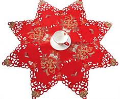 CloudSun Weihnachts-Tischdecke, Bestickt, Weihnachtsblume und Glocken, Weihnachtsstern 34 Kerzen