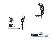 Paulmann Plug & Shine Sting Komplettset inkl.4x6W dimmbare Outdoor Erdspieß Gartenspots, 2x Verbindungskabel und Trafo, Außenleuchten IP67 Wasserdicht
