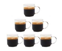 zenco living Espressotassen mit großem Henkel, 125 ml, perfekte Größe für Nespresso Lungo, Single/Double Espresso, Saft oder Sake, 6 Stück