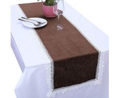 mookaitedecor Tischläufer, Spitze, 38 x 190 cm, für Hochzeit, Party-Dekoration braun