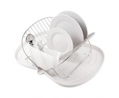 MSV Geschirrabtropfkorb mit Kunststoffplatte 48x38x17cm aus Stahl in weiß, 48x38x17 cm