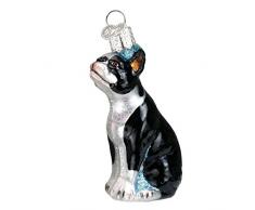 Old World Weihnachten Glas mundgeblasen Ornament mit S-Haken und Geschenk-Box, Dog Collection Boston Terrier