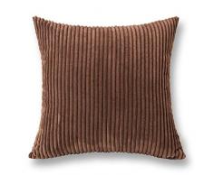 Jeanerlor Home Dekoration Super Soft Plüsch Cord mit vertikalen Streifen Euro Überwurf Kissen Sham Kissenbezug für Sofa/Bett/Couch/Auto, und so auf Modern 18＂x18＂ Braun