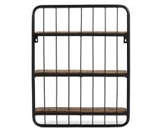 Madeleine Home Mimosa 3-stöckige Wandmontage, schwebend, industriell aussehend, mit Metallrahmen, dekoratives Regal für Küche, Wohnzimmer, Schlafzimmer, Büro, Schwarz, Café, 61 x 17 x 76 cm