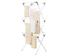 iDesign 42283EU Brezio stabiler Wäscheständer mit 3 Ebenen zum Lufttrocknen, 59,69 x 41,91 x 149,86 cm, weiß/grau, stahl