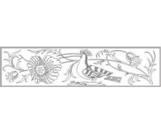 INDIGOS 4051095029939 Wandtattoo w269 Blumen, Vogel 120 x 30 cm, weiß