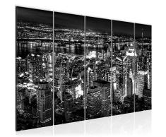 Bilder New York City Wandbild 150 x 60 cm Vlies - Leinwand Bild XXL Format Wandbilder Wohnzimmer Wohnung Deko Kunstdrucke Weiß 5 Teilig - MADE IN GERMANY - Fertig zum Aufhängen 600656c