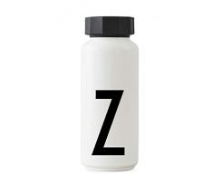 Design Buchstaben personalisierbare weiße Thermo-Edelstahlflasche für heiße und kalte Getränke, isolierte Trinkflasche für unterwegs, für Arbeit, Schule, Sport und Fitnessstudio – E