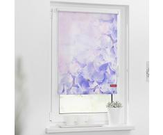 Lichtblick Rollo Klemmfix, 90 x 150 cm mit Motiv Hortensie - Lila Montage ohne Bohren, moderner Sicht-und Sonnenschutz, Motivrollo, lichtdurchlässig & Blickdicht