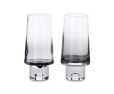 Tom Dixon Tank High Ball Gläser Set mit Zwei luxuriösen High Ball Glasbecher - mundgeblasenes Schwarz und klares Fusion Glas - modernes Design Schwarz