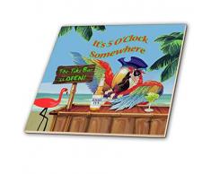 3dRose CT 18918 _ 4 Piraten Papagei in Paradise-Ceramic Fliesen, 12 Zoll