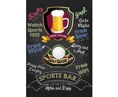 Sports Bar: Golf, Pub Sign, Kneipe Schild, barschild, schwarz blechschild