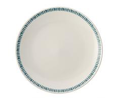 Rachael Ray Cucina Sun Daisy Geschirr 10–3/4-Zoll Speiseteller, Agave blau, Steingut, Braun/Agave blau/orange, 10–3/10,2 cm