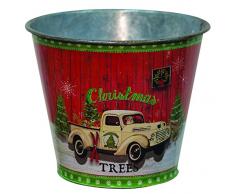 CWI Tapetenbordüre Geschenke Weihnachten Bäume Truck Eimer, rot