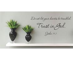 wall graphics,Inc. Do not let Your Heart be Troubled. Trust in God. Wandaufkleber aus Vinyl, Motiv: John 14–1 inspirierende Zitate und Spruch