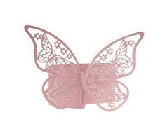 Pi-Pi 100 Stück 3D Schmetterling Papierservietten Ringe Hochzeit Party Serviette Tischdeko Restaurant Rose