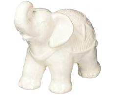 Urban Trends Keramik stehend Trompetender zeremonielle Elefant Figur mit Glanzfinish, weiß