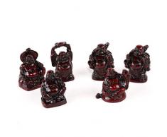 6 Figuren Lachender Buddha, Rote Figuren