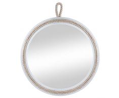 Decor Trends Wandspiegel, Seil, rund, dekorativer Spiegel mit Holzrahmen & Seil zum Aufhängen, Vintage-Holzspiegel für Zuhause Vintage Dia 11.4