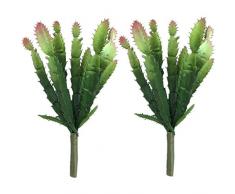 EBUYOM 2 Stück Mini künstliche Sukkulenten Pflanzen unbepflanzt Fake Sukkulenten Blumenstrauß Arrangements Kunstpflanzen DIY für Garten Dekoration Haus Grün Set Mini Cactus