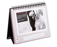 goldbuch Tischaufsteller Hochzeit, Fotorahmen für 12 Fotos im 10 x 15 Format als Flipaufsteller, Bilderrahmen mit Sprüchen, Fotoringbuch zum Selbstgestalten, Papier, Grau, ca. 18 x 16 x 2 cm